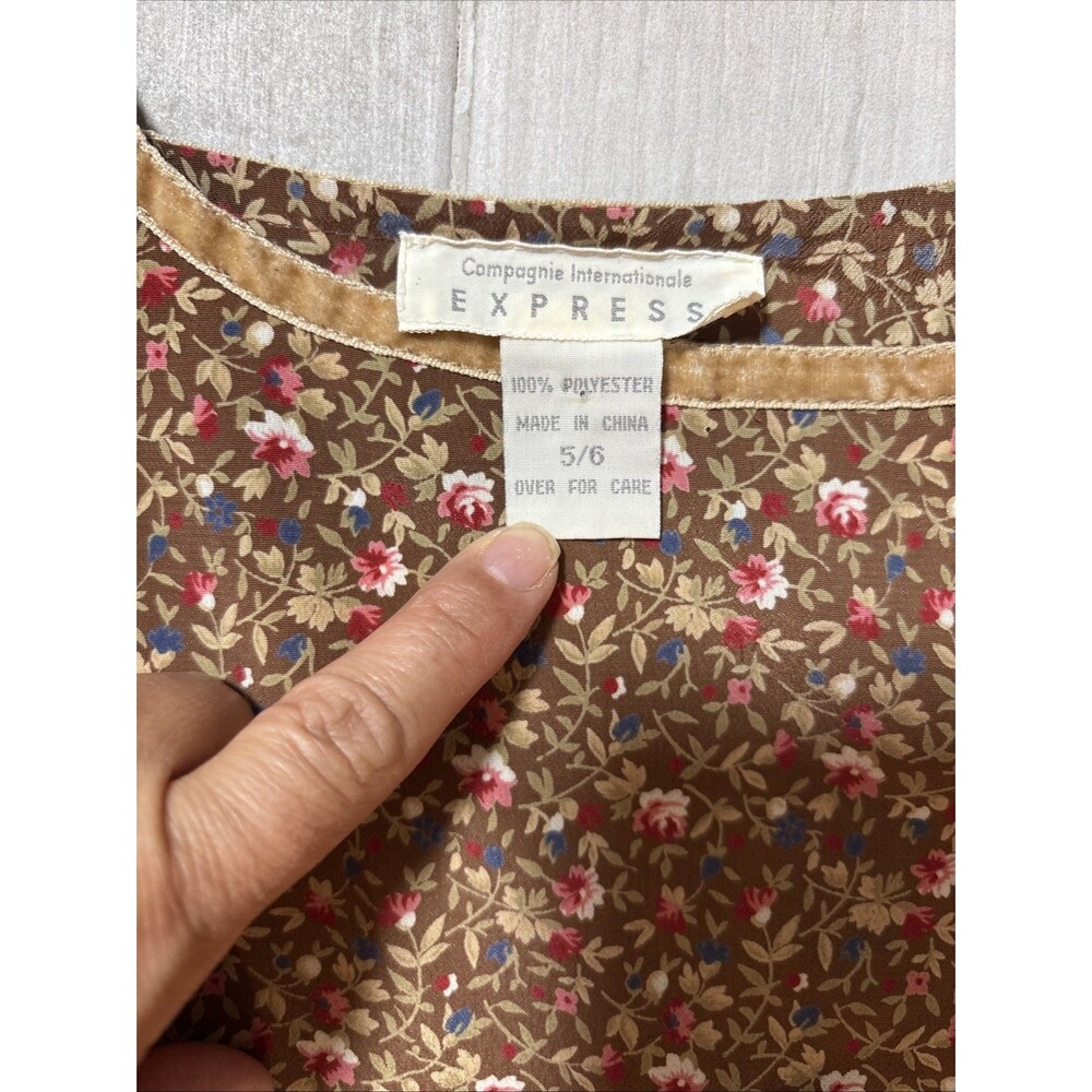 Vintage Express Brown Floral Maxi Dress Size 5/6 90’s cottagecore - Picture 8 of 12